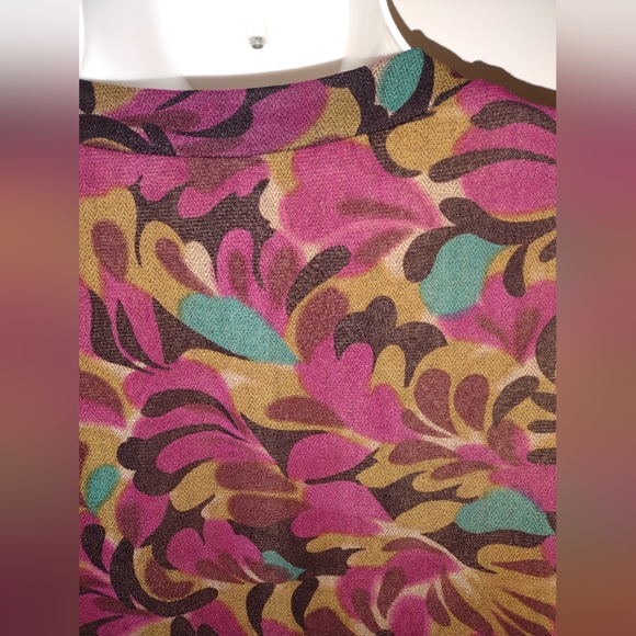 New York & Company Vintage Floral Cinched V neck Long Sleeve Sz XL - Picture 3 of 7